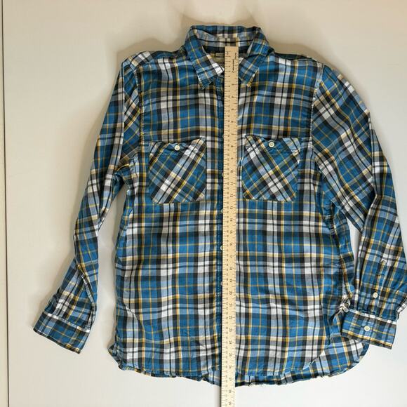 Ralph Lauren Denim & Supply Womens Utility Blue Yellow Plaid Button Down Shirt L - Picture 10 of 11